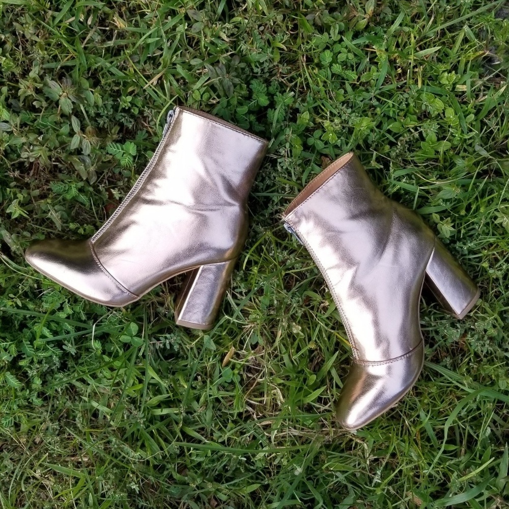 Rose Gold Metallic Zip-Up Booties SOLD